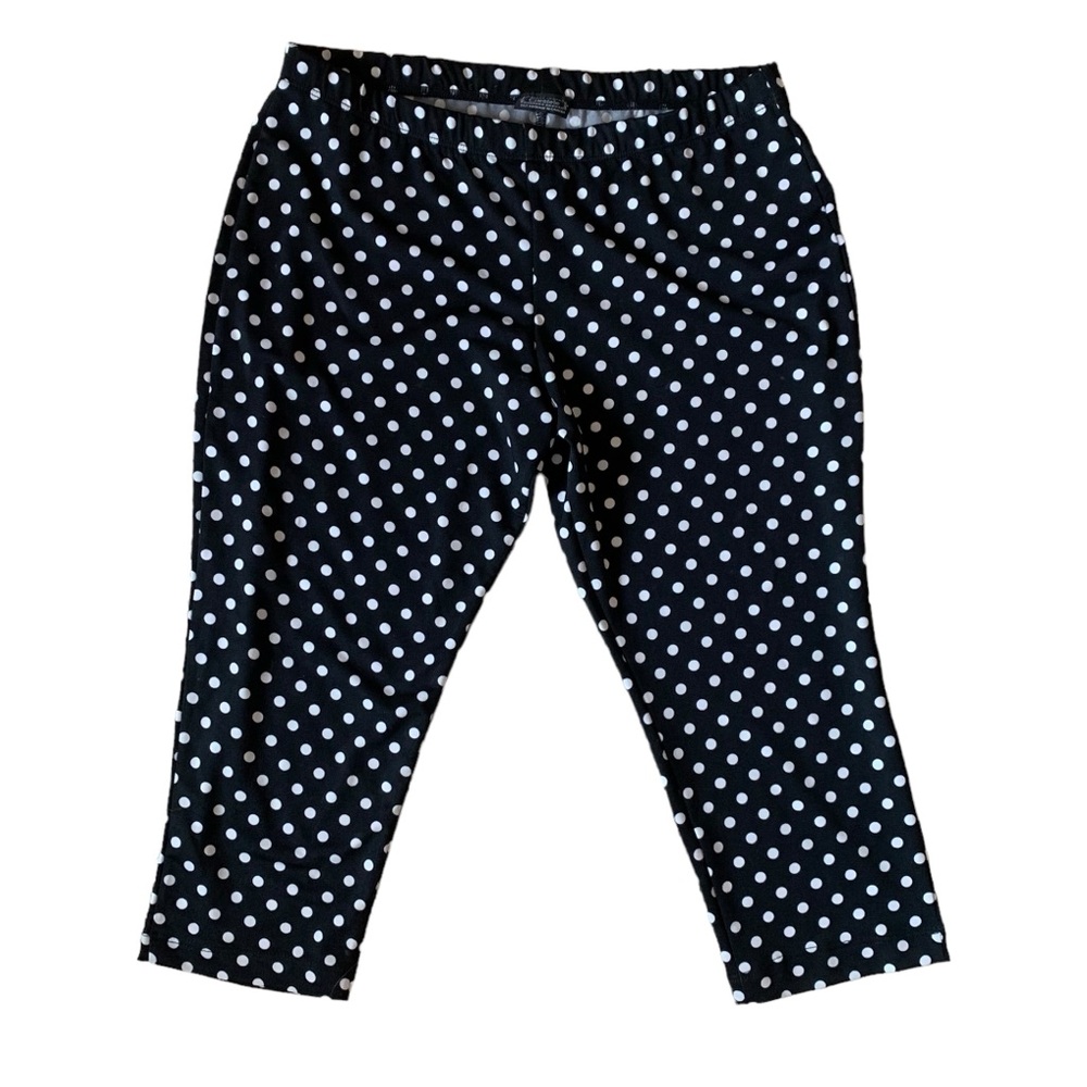 Vintage Clientele M made in Canada stretchy black white polka dot clam diggers